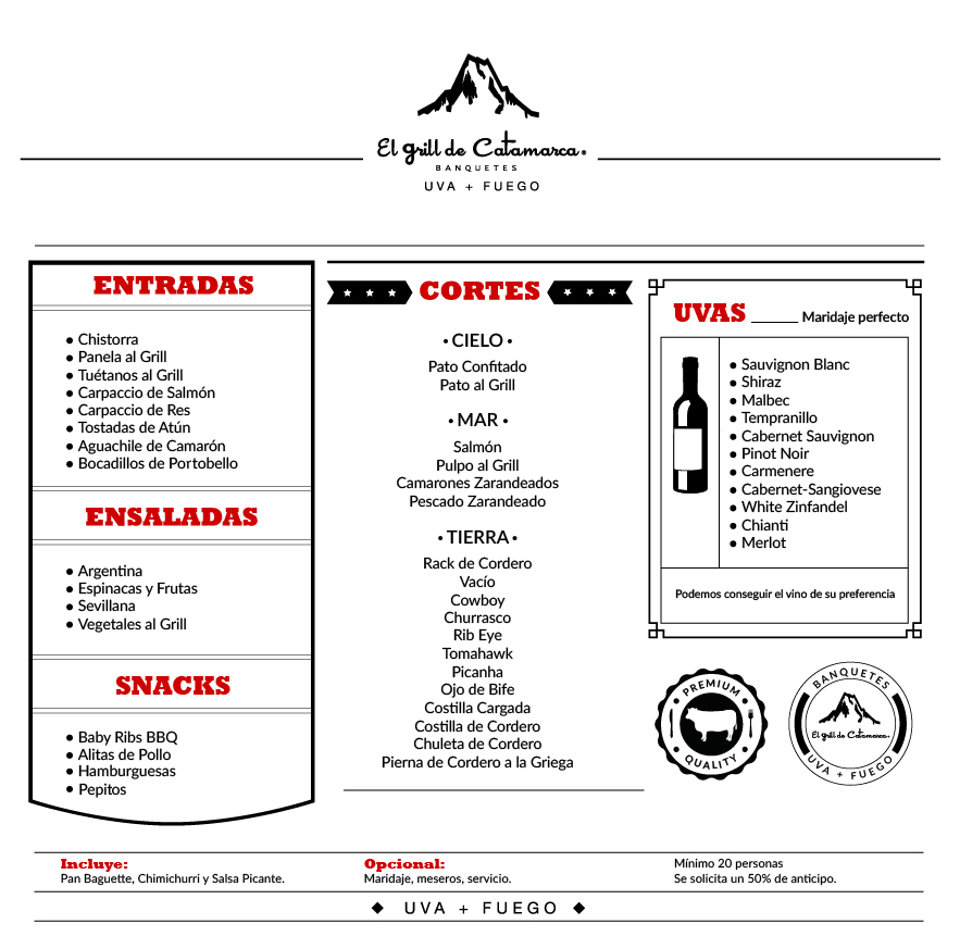 Menú del Grill de Catamarca